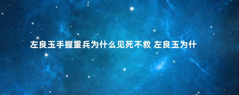 左良玉手握重兵为什么见死不救 左良玉为什么还被认为是忠臣